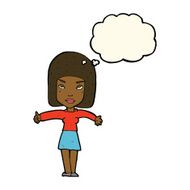 cartoon woman giving thumbs up symbol with thought bubble N49
