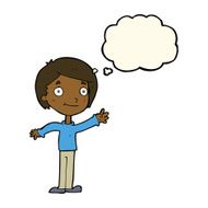 cartoon happy boy with thought bubble N175