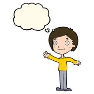 cartoon happy boy with thought bubble N176
