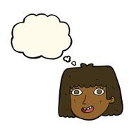 cartoon happy female face with thought bubble N144