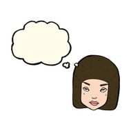 cartoon annoyed female face with thought bubble N8