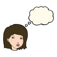 cartoon female face with thought bubble N114