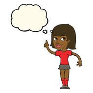 cartoon pretty girl with idea thought bubble N19