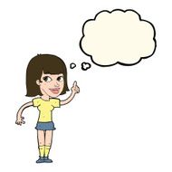 cartoon pretty girl with idea thought bubble N20