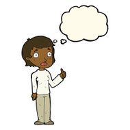 cartoon woman giving thumbs up symbol with thought bubble N50