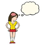 cartoon intelligent woman with thought bubble N15
