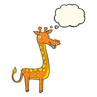 cartoon giraffe with thought bubble N6
