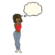 cartoon attractive girl with thought bubble N12
