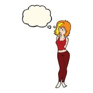 cartoon attractive girl with thought bubble N13