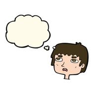 cartoon unhappy face with thought bubble N15