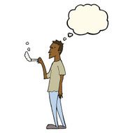 cartoon annoyed smoker with thought bubble N5