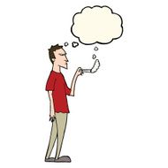 cartoon annoyed smoker with thought bubble N6
