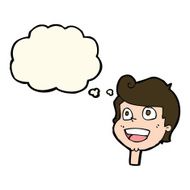 cartoon happy face with thought bubble N42