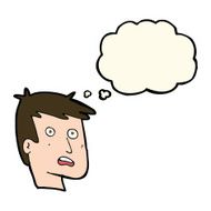 cartoon unhappy face with thought bubble N16