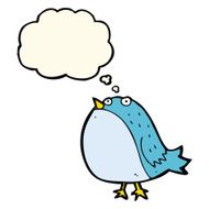 cartoon fat bird with thought bubble N25