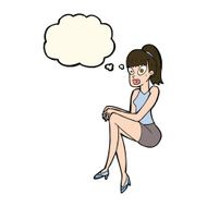 cartoon pretty woman with thought bubble N206