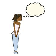 cartoon pretty woman with thought bubble N207