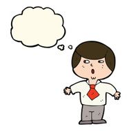 cartoon shocked boy with thought bubble N23