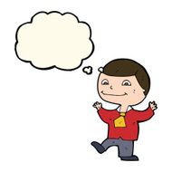 cartoon happy boy with thought bubble N177
