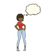 cartoon pretty woman with thought bubble N209