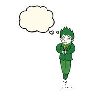 cartoon floating vampire with thought bubble N8