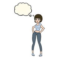 cartoon pretty woman with thought bubble N210