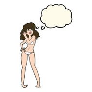 cartoon pretty woman in bikini with thought bubble N7