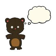 cartoon happy black bear with thought bubble N8
