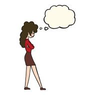 Cartoon Annoyed Woman With Thought Bubble N139