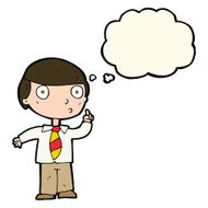 cartoon school boy with thought bubble N8