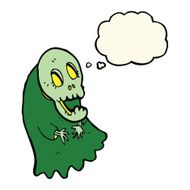 cartoon spooky ghoul with thought bubble N6