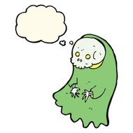 cartoon spooky ghoul with thought bubble N7