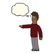 cartoon happy pointing man with thought bubble N14