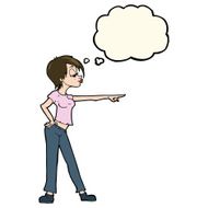 cartoon woman pointing with thought bubble N167