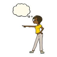 cartoon woman pointing with thought bubble N168