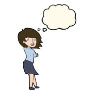 cartoon happy woman with thought bubble N190