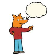cartoon fox man pointing with thought bubble N8