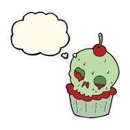 cartoon halloween cup cake with thought bubble N6