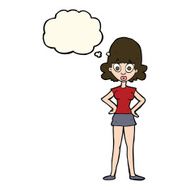 cartoon surprised woman with thought bubble N192