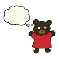 cartoon cute black bear with thought bubble N45