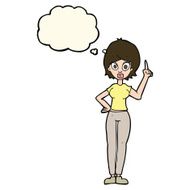 cartoon woman explaining her point with thought bubble N21
