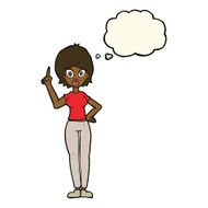 cartoon woman explaining her point with thought bubble N22