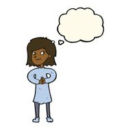 cartoon happy woman with thought bubble N193