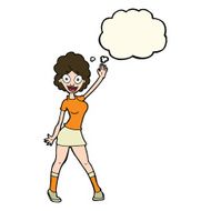 cartoon woman dancing with thought bubble N22