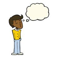 cartoon calm man with thought bubble N7