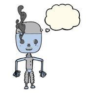 cartoon robot with thought bubble N126
