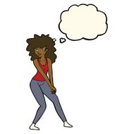 cartoon woman posing with thought bubble N20