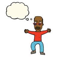 cartoon old man waving arms with thought bubble N7