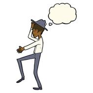 cartoon fashionable man with thought bubble N7