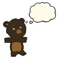 cartoon cute black bear with thought bubble N48